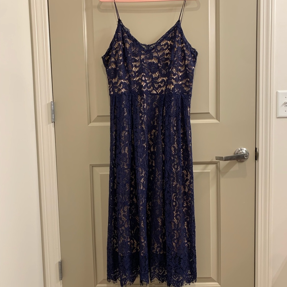 H&M Navy lace slip dress
